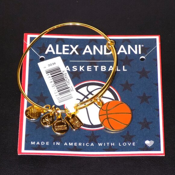 New Alex and Ani 2016 Olympic Team USA Basketball Goldtone Charm Bracelet - Picture 1 of 4